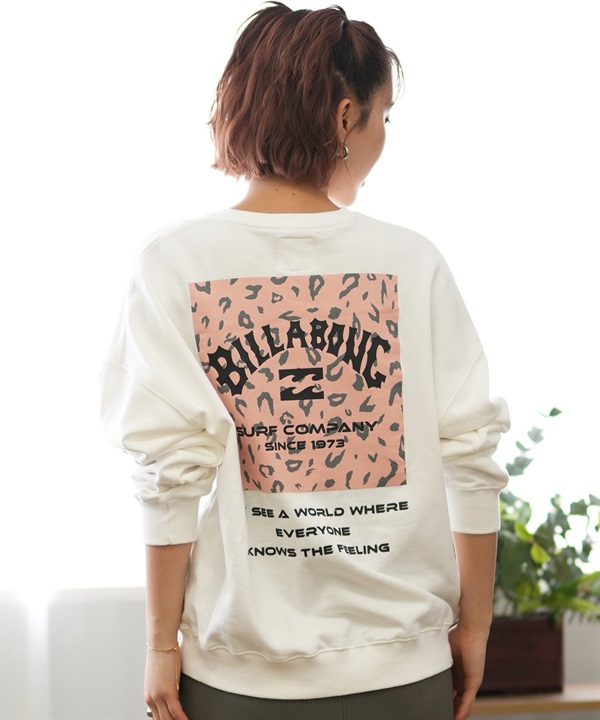 BILLABONG ビラボン トレーナー レディース クルーネック スウェット バックプリント ボーイフィット 裏毛 BE014-003