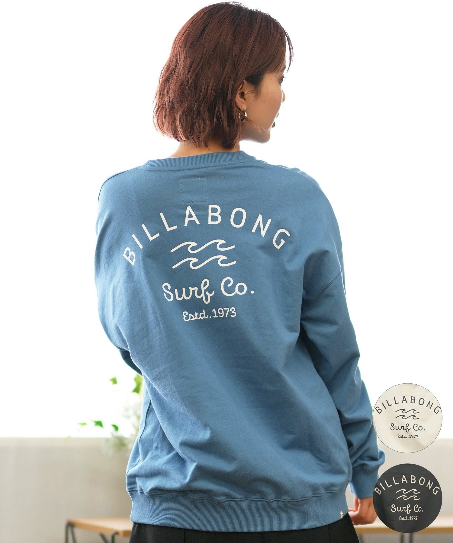 BILLABONG ビラボン トレーナー レディース クルーネック スウェット バックプリント ボーイフィット 裏毛 BE014-001(WCP-M)