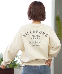 BILLABONG ビラボン トレーナー レディース クルーネック スウェット バックプリント ボーイフィット 裏毛 BE014-001