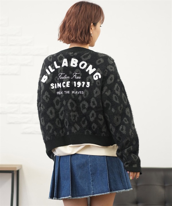 BILLABONG ビラボン ニット カーディガン レディース セーター Vネック 総柄 レオパード柄 BE014-609