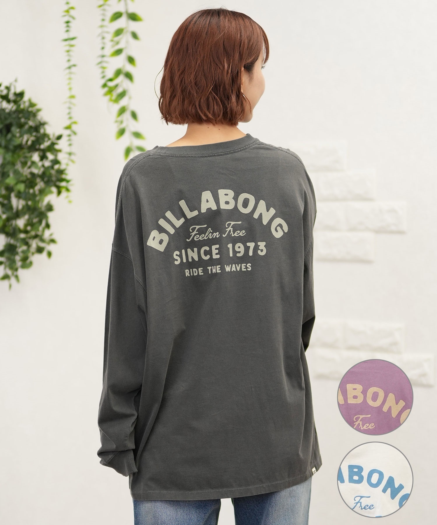 BILLABONG ビラボン 長袖 Tシャツ レディース ロンT バックプリント ルーズシルエット BE014-053(MQM0-M)