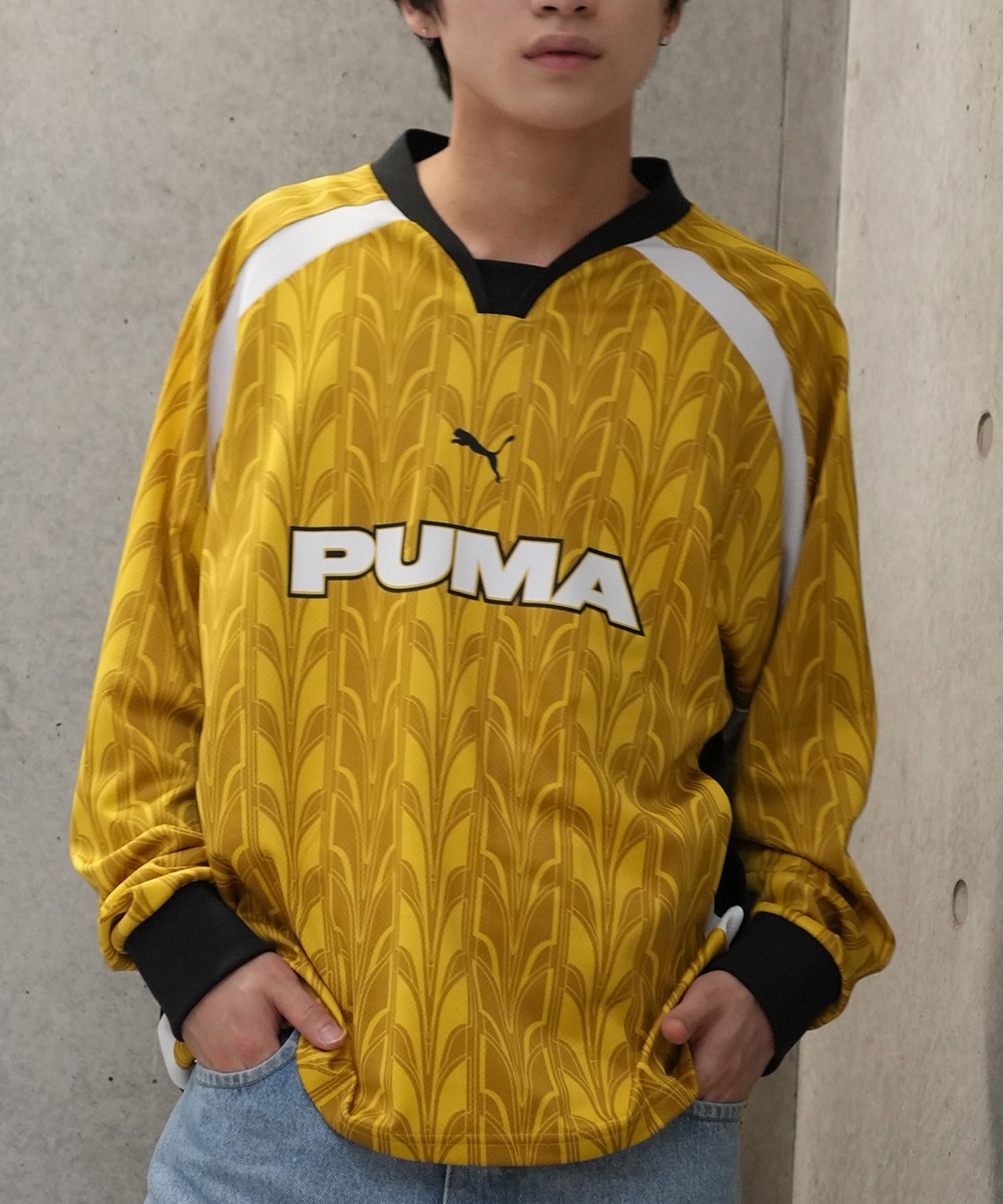 PUMA プーマ 長袖 Tシャツ メンズ ロンT ゲームシャツ フットボールシャツ オーバーサイズ 速乾 ユニセックス 629085(41-S)