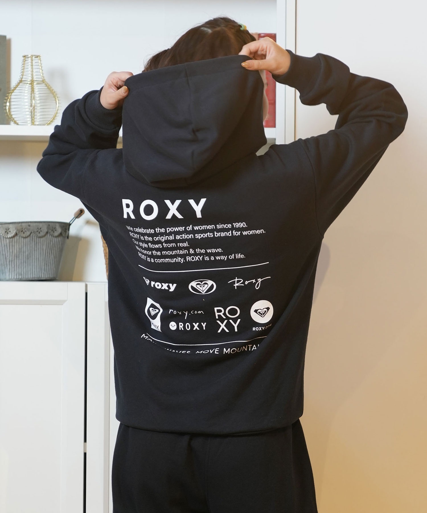 ROXY ロキシーパーカー レディース ジップアップ バックプリント ロゴ RZP244622T(BLK-M)