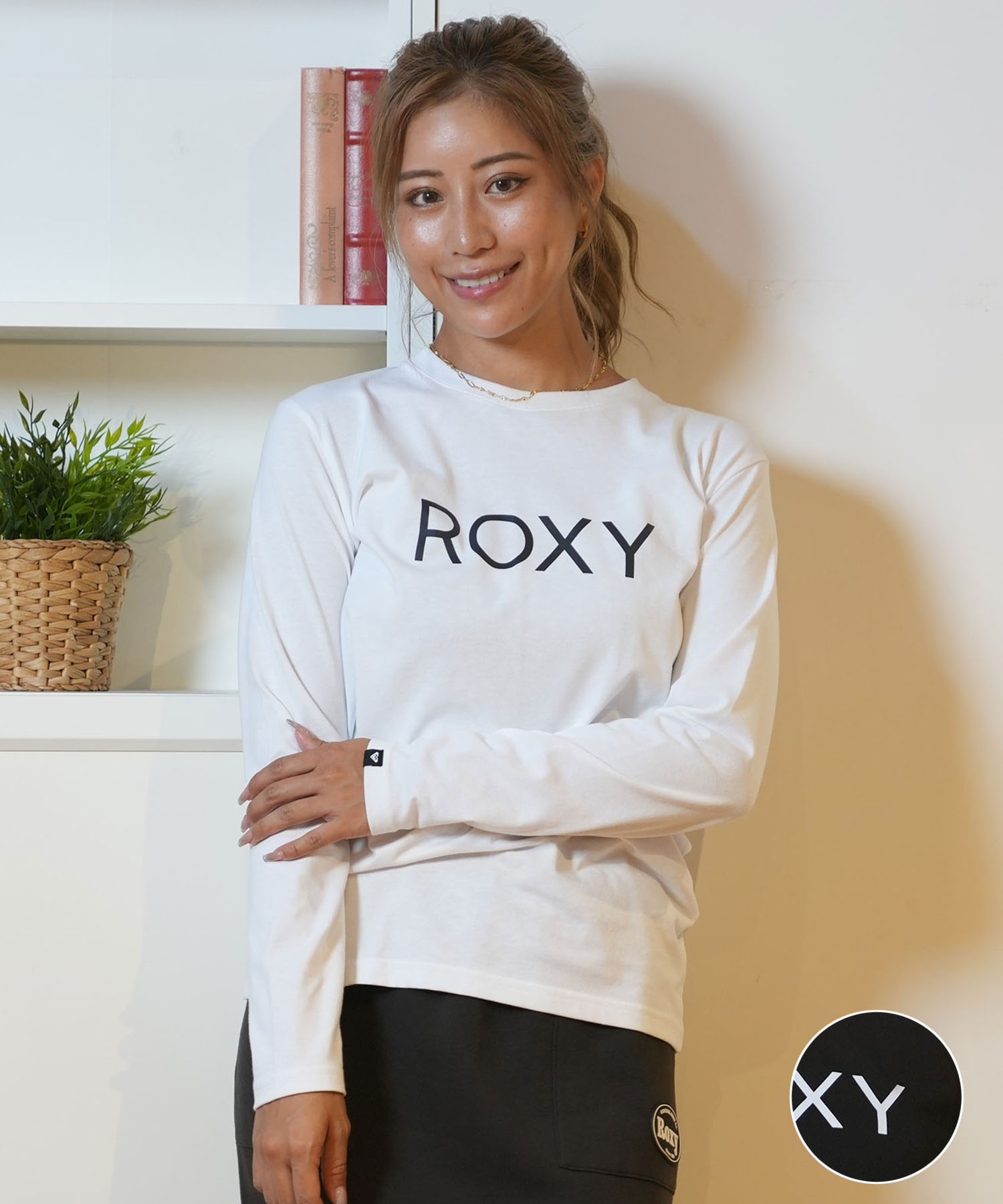 ROXY ロキシー 長袖 Tシャツ レディース ロンT ロゴ シンプル RLT244048(WHT-M)