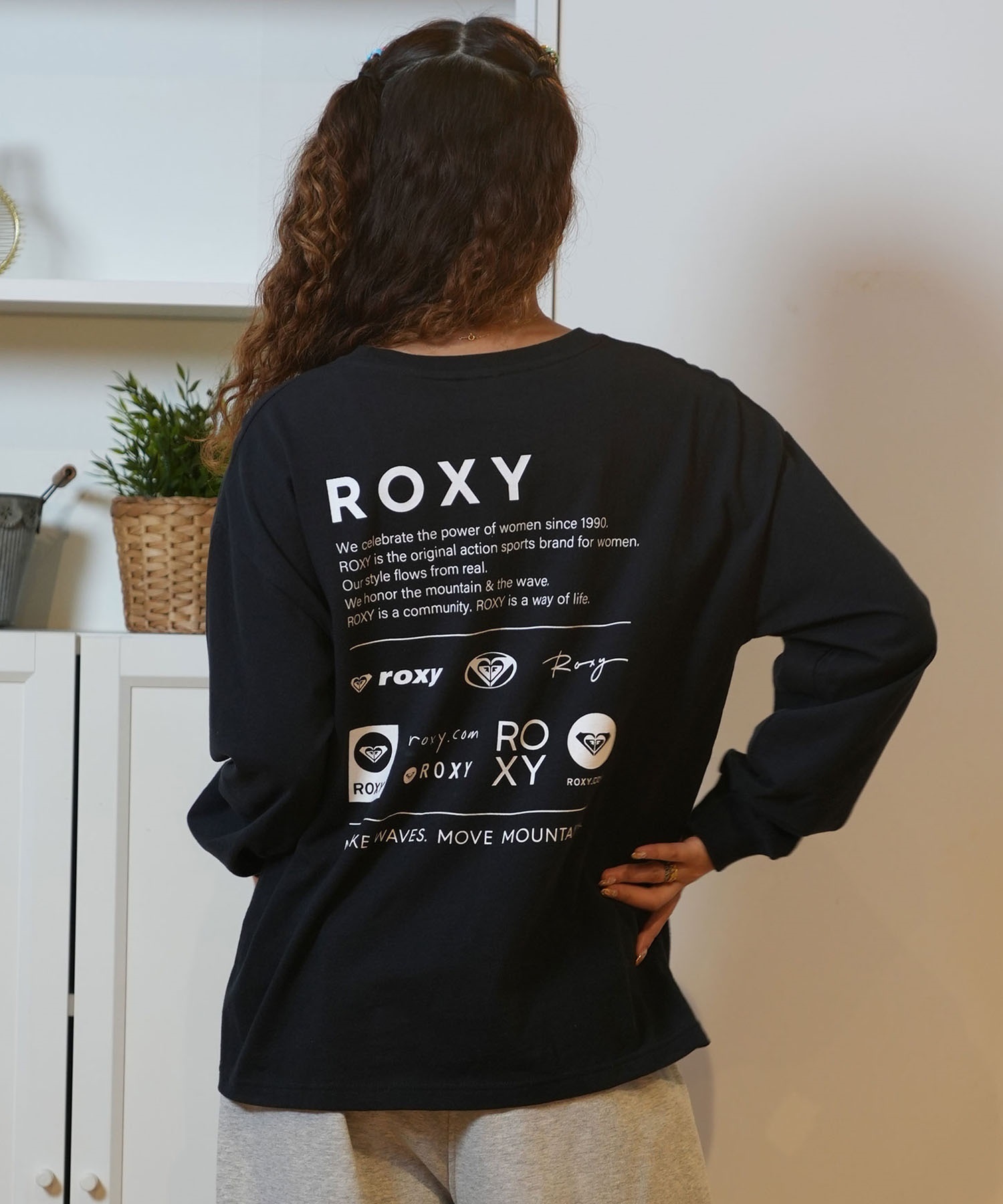 ROXY ロキシー 長袖 Tシャツ レディース ロンT ロゴ バックプリント RLT244047(BLK-M)