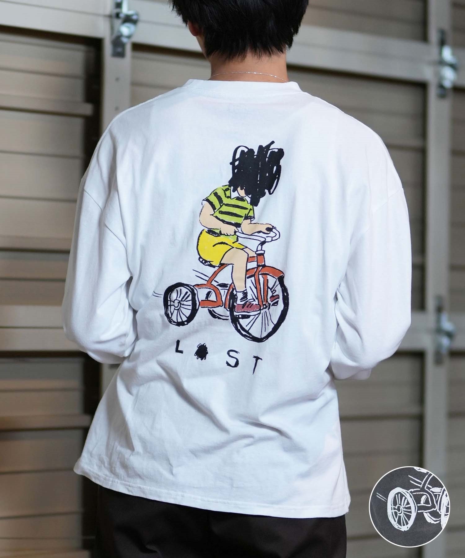 lost ロスト 長袖 Tシャツ メンズ ロンT バックプリント ムラサキスポーツ限定 L24F2205(WHT-M)