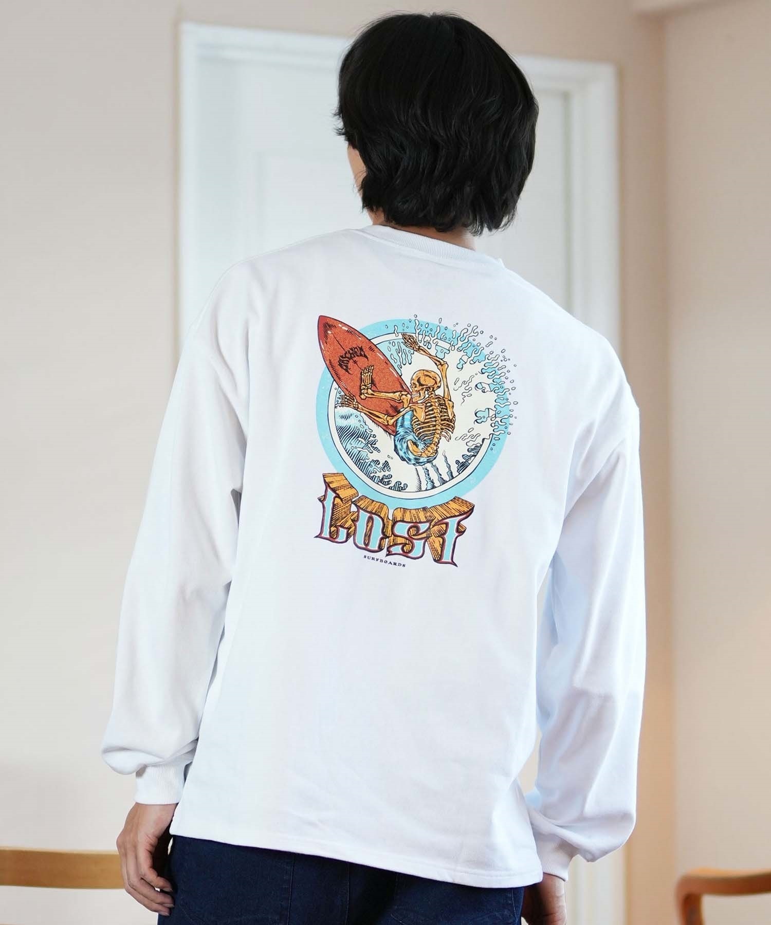 lost ロスト 長袖 Tシャツ メンズ ロンT ヘビーウェイト バックプリント ムラサキスポーツ限定 L24F2201(WHT-M)