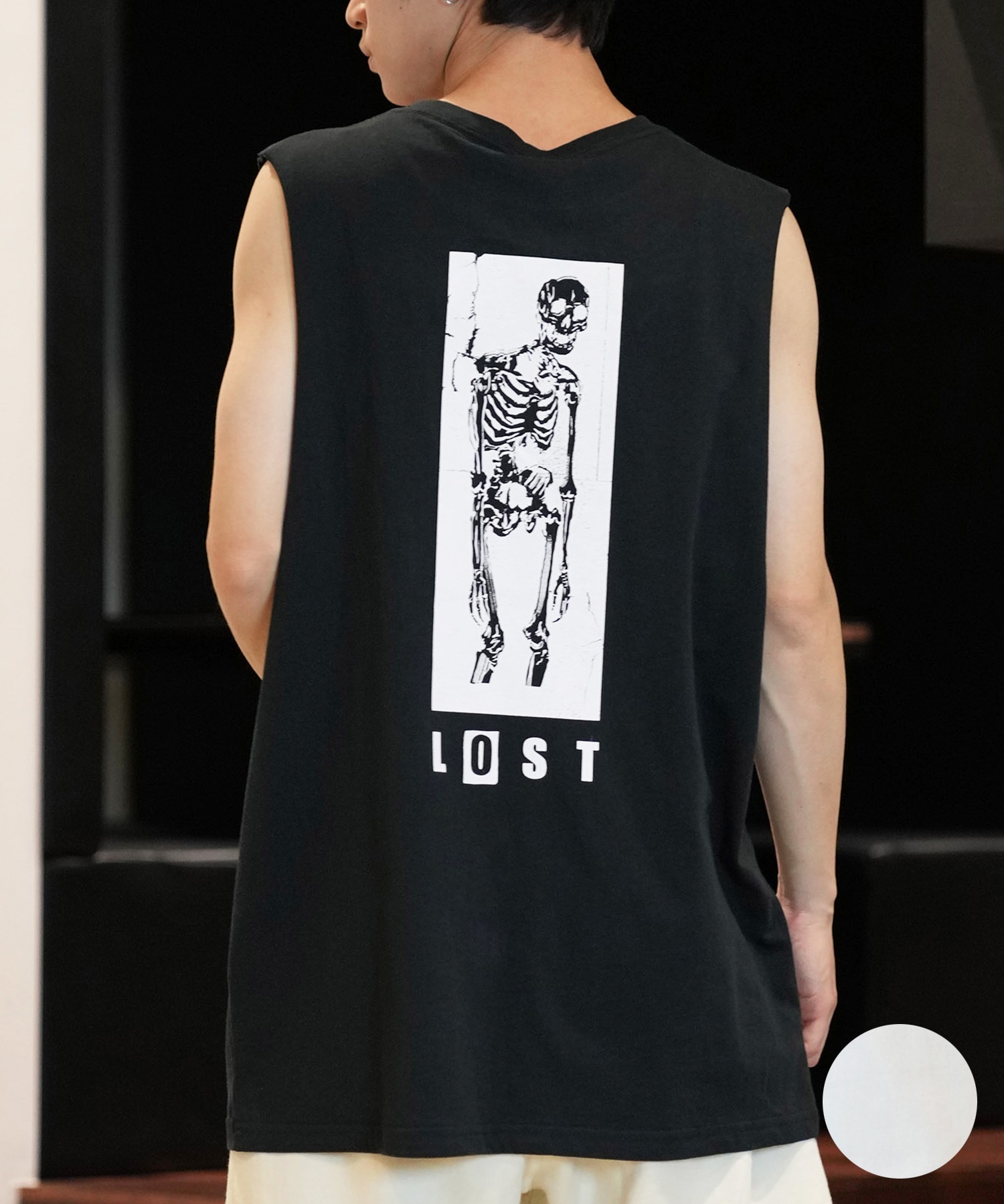 LOST ロスト タンクトップ メンズ フロントプリント バックプリント DRAINED TANK L24SS-AT ムラサキスポーツ限定(WHT-M)