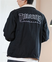 THRASHER スラッシャー アウター メンズ 4WAY ジャケット リバーシブル 袖取り外し可能 ベスト ビッグシルエット 243TH1JK019 ムラサキスポーツ限定(BLK-M)