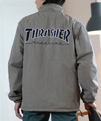 THRASHER スラッシャー アウター メンズ 4WAY ジャケット リバーシブル 袖取り外し可能 ベスト ビッグシルエット 243TH1JK019 ムラサキスポーツ限定(GRY-M)