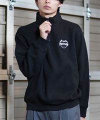 THRASHER スラッシャー ハーフジップ トレーナー メンズ スウェット ワンポイントロゴ ビッグシルエット 裏起毛 243TH1TR005 ムラサキスポーツ限定(BLK-M)