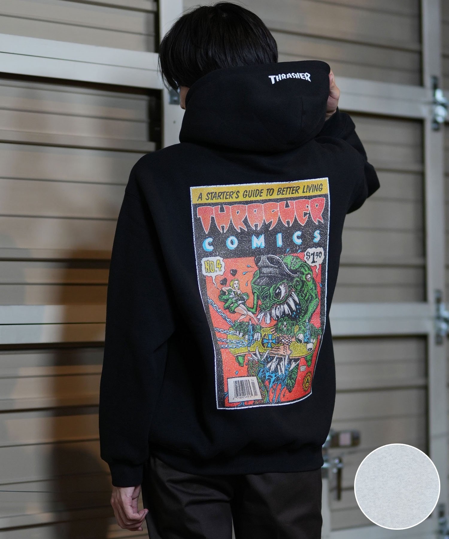 THRASHER スラッシャー パーカー メンズ THRASHERコミックPTパーカー 243TH1PK008 ムラサキスポーツ限定(WHT-M)