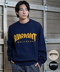 THRASHER スラッシャー THRASHER セーター メンズ JQDロゴセーター ビックシルエット 243TH1KN002 ムラサキスポーツ限定(IVO-M)