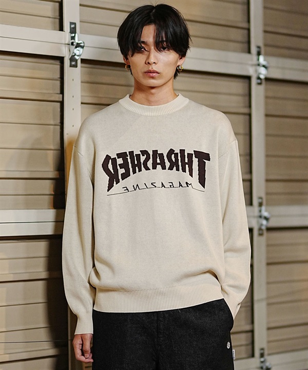 THRASHER スラッシャー THRASHER セーター メンズ JQDロゴセーター ビックシルエット 243TH1KN002 ムラサキスポーツ限定