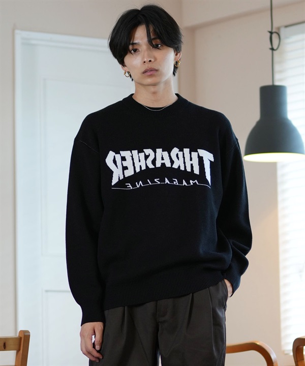 THRASHER スラッシャー THRASHER セーター メンズ JQDロゴセーター ビックシルエット 243TH1KN002 ムラサキスポーツ限定