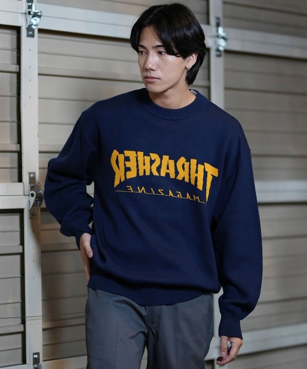 THRASHER スラッシャー THRASHER セーター メンズ JQDロゴセーター ビックシルエット 243TH1KN002 ムラサキスポーツ限定