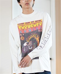 THRASHER スラッシャー 長袖 Tシャツ メンズ ロンT ピグメント加工 ビッグシルエット 243TH1LT015 ムラサキスポーツ限定(WHT-M)