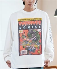 THRASHER スラッシャー 長袖 Tシャツ メンズ ロンT ピグメント加工 ビッグシルエット 243TH1LT014 ムラサキスポーツ限定(WHT-M)