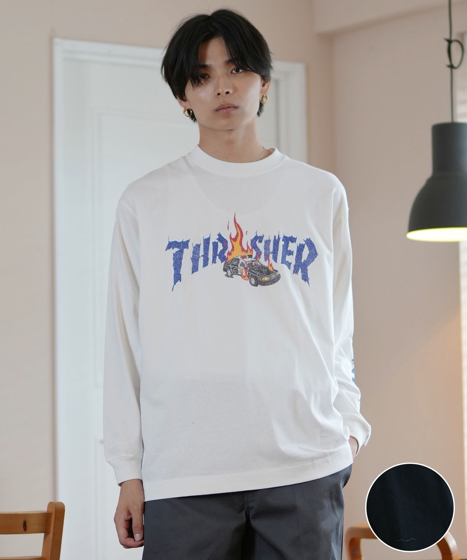 THRASHER スラッシャー 長袖 Tシャツ メンズ THRASHER×ネックフェイス LSTEE 243TH1LT011 ムラサキスポーツ限定(WHT-M)