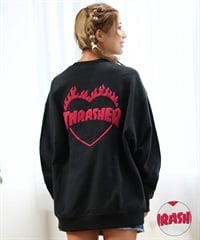 THRASHER スラッシャー トレーナー レディース スウェット サガラ刺繍 ハート ロゴ ムラサキスポーツ限定 243TH2TR016(WHT-M)