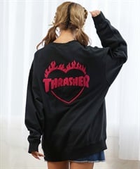 THRASHER スラッシャー トレーナー レディース スウェット サガラ刺繍 ハート ロゴ ムラサキスポーツ限定 243TH2TR016(BLK-M)