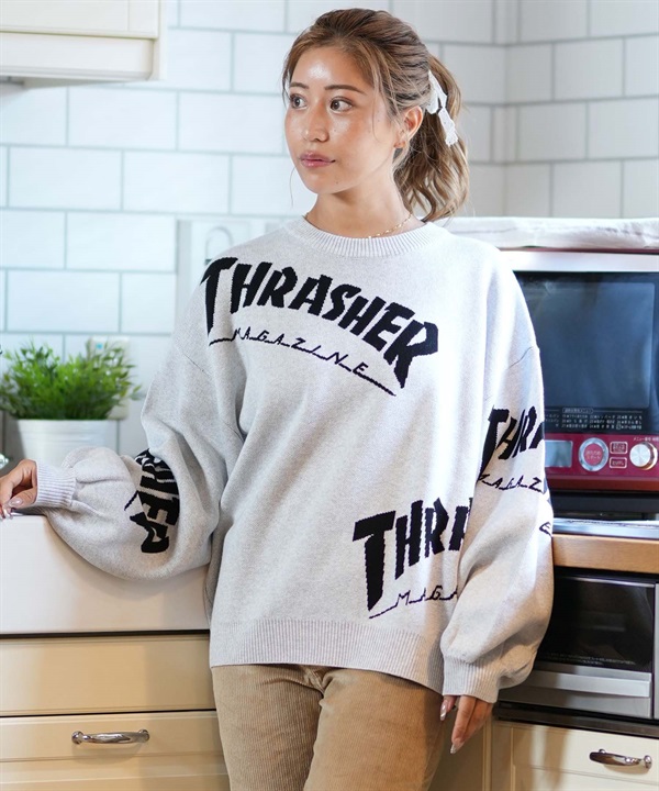 THRASHER スラッシャー セーター レディース ロゴ ムラサキスポーツ限定 243TH2KN001