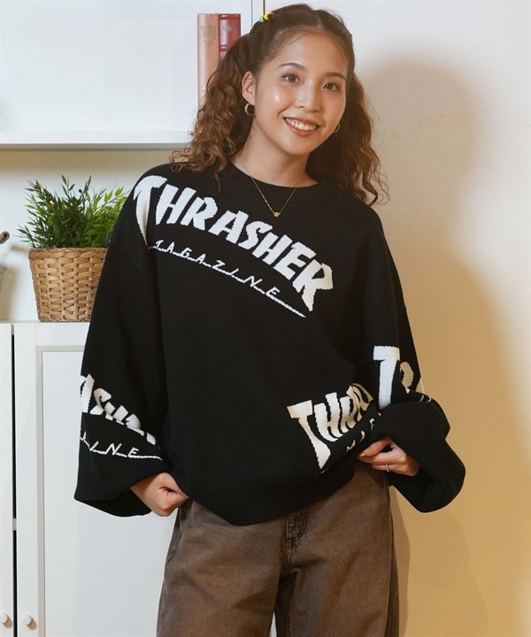 THRASHER スラッシャー セーター レディース ロゴ ムラサキスポーツ限定 243TH2KN001