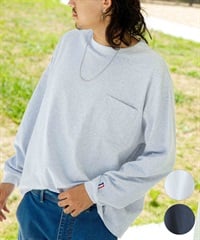 DEAR LAUREL ディアローレル 長袖 Tシャツ ロンT 無地 ポケット ポケT ワンポイントロゴ シンプル D24F1302(WHT-M)