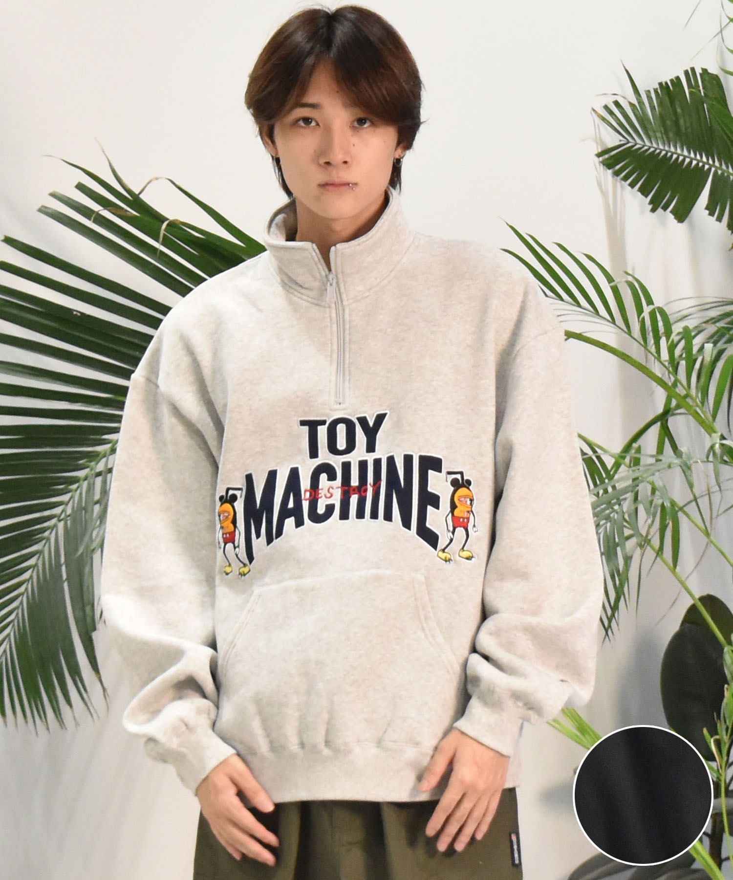 TOY MACHINE トイマシーン メンズ トレーナー MOUSEKATER SWEAT HALF ZIP ムラサキスポーツ限定 MTMFESW7(BLACK-M)