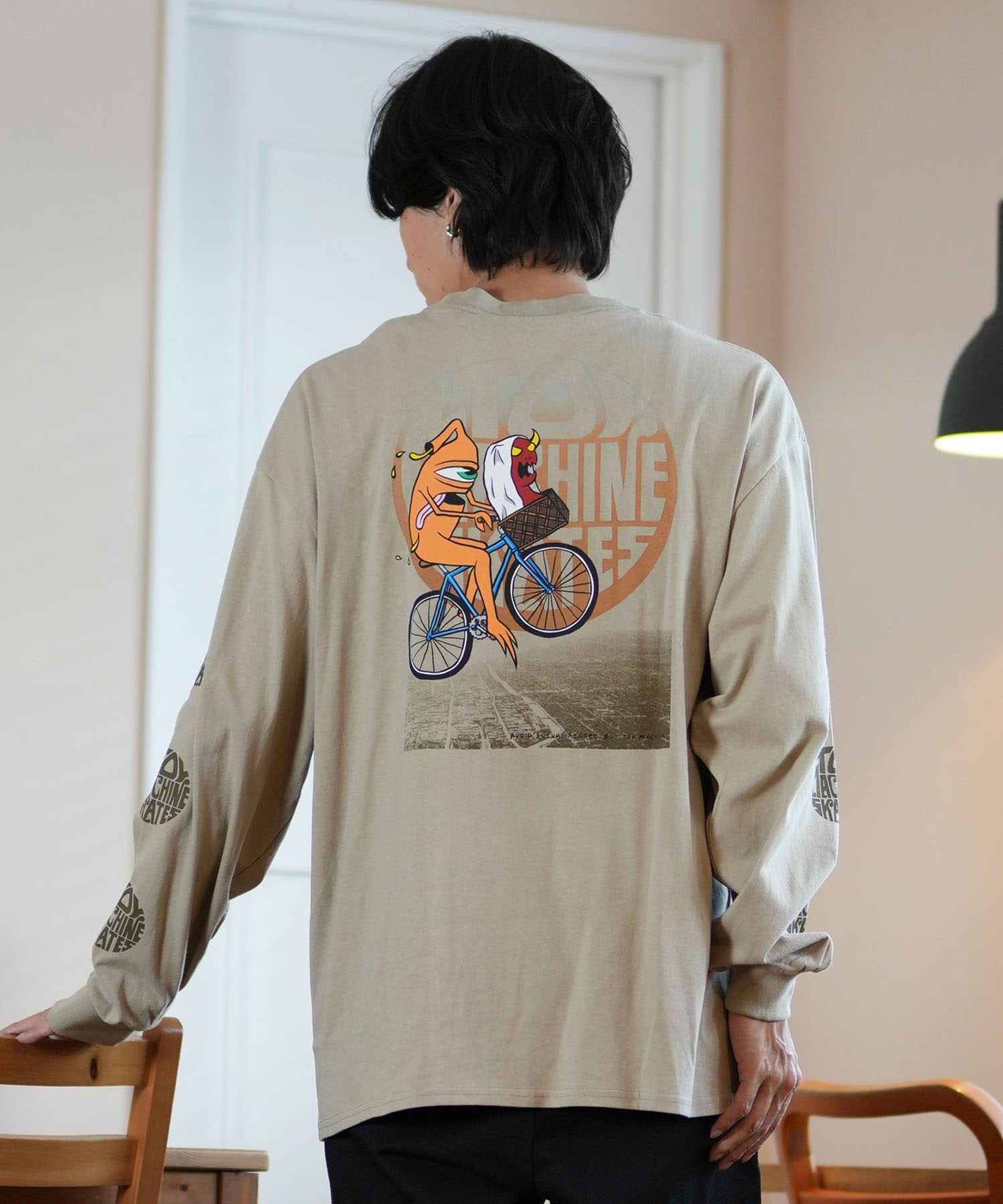 TOY MACHINE トイマシーン 長袖 Tシャツ メンズ ロンT ビックシルエット バックプリント ムラサキスポーツ限定 MTMFELT3(SAND-M)