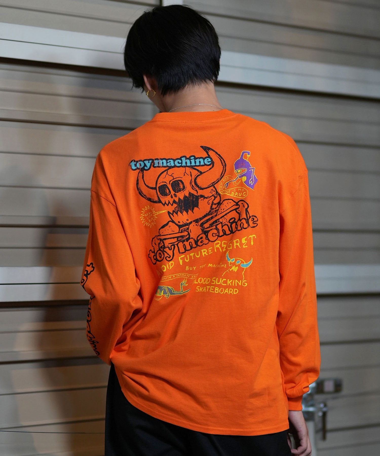 TOY MACHINE トイマシーン 長袖 Tシャツ メンズ ロンT ビックシルエット バックプリント ムラサキスポーツ限定 MTMFELT2(ORG-M)