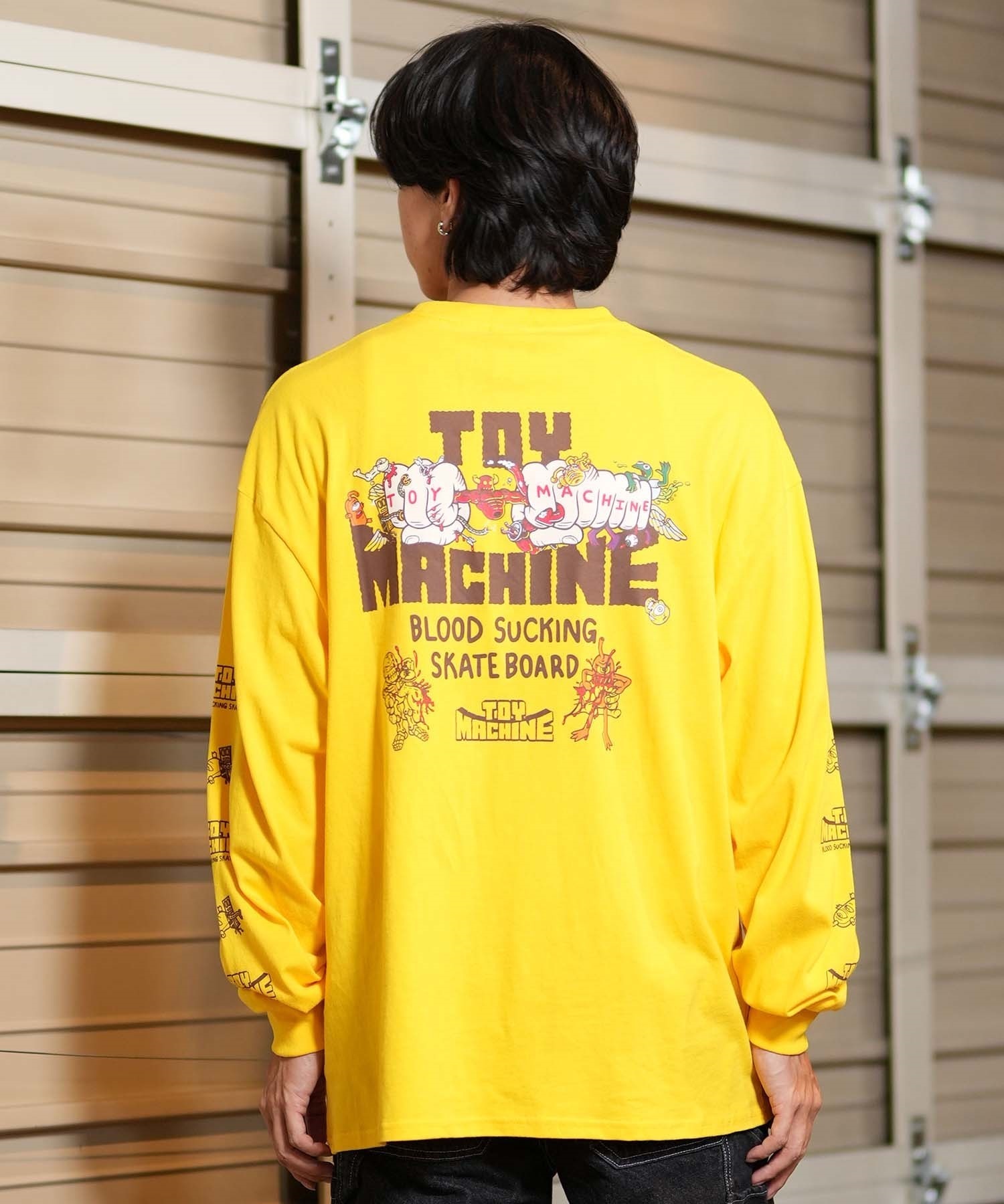 TOY MACHINE トイマシーン 長袖 Tシャツ メンズ ロンT ビックシルエット バックプリント ムラサキスポーツ限定 MTMFELT1(GOLD-M)