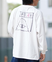 POLER ポーラー 長袖 Tシャツ メンズ ロンT 刺繍ロゴ ビッグシルエット バックプリント 吸汗速乾 249MCV0050 ムラサキスポーツ限定(WHITE-M)