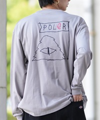 POLER ポーラー 長袖 Tシャツ メンズ ロンT 刺繍ロゴ ビッグシルエット バックプリント 吸汗速乾 249MCV0050 ムラサキスポーツ限定(GRAY-M)