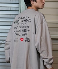 POLER ポーラー 長袖 Tシャツ メンズ ロンT 刺繍ロゴ ビッグシルエット バックプリント 吸汗速乾 249MCV0049 ムラサキスポーツ限定(GRAY-M)