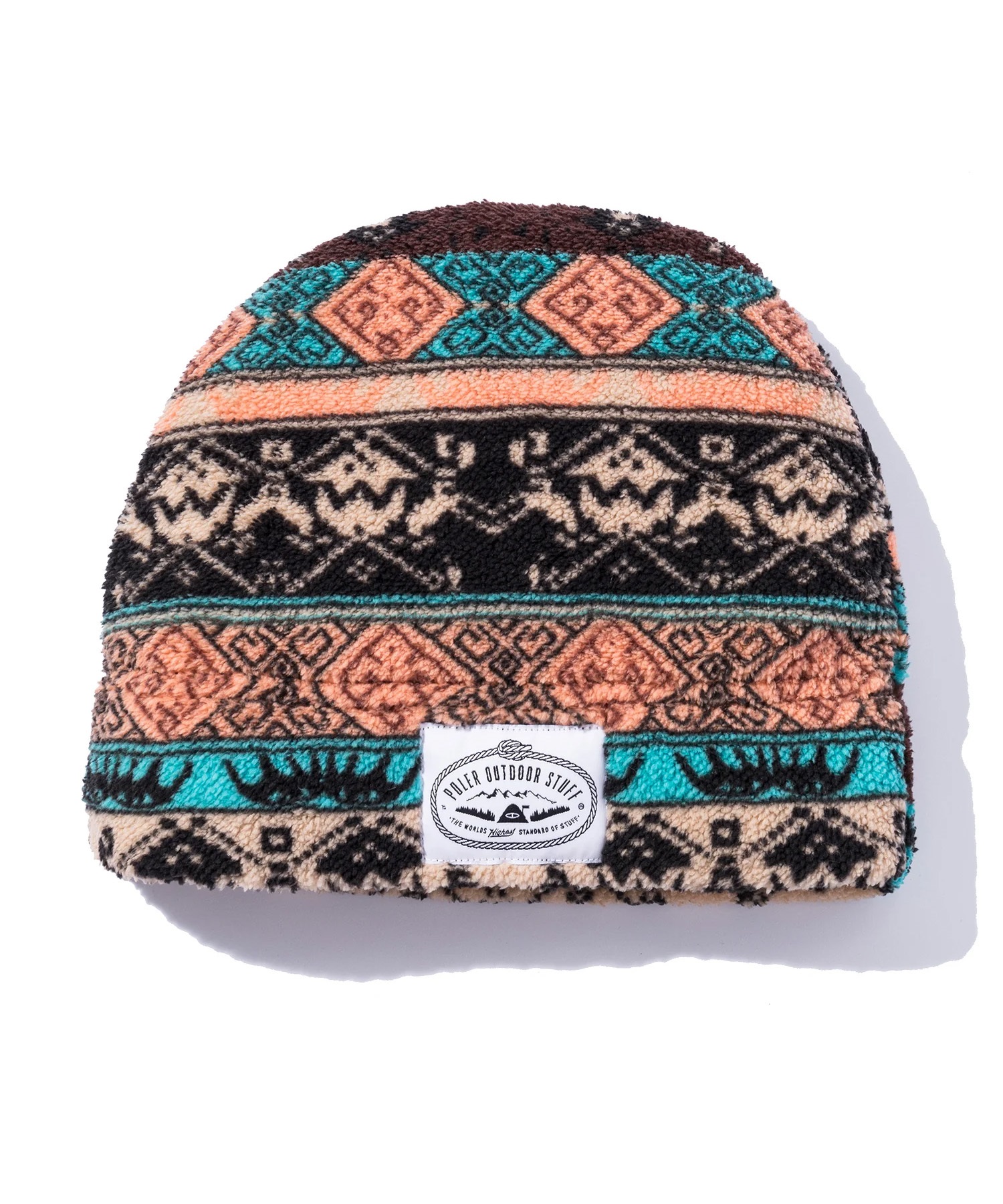 POLER ポーラー ビーニー ニットキャップ ニット帽 帽子 ボア フリース 総柄 BOA FLEECE BEANIE 243MCV0116(BLUE-ONE)