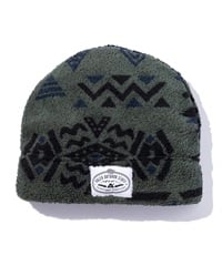 POLER ポーラー ビーニー ニットキャップ ニット帽 帽子 ボア フリース 総柄 BOA FLEECE BEANIE 243MCV0116(GREEN-ONE)