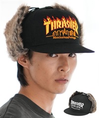 Manhattan Portage マンハッタンポーテージ × THRASHER スラッシャー コラボ キャップ 帽子 ドッグイヤー イヤーフラップ Ear Flap Cap MP264(BK/BK-FREE)