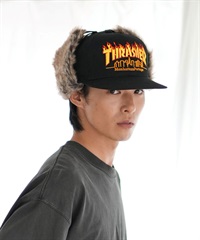 Manhattan Portage マンハッタンポーテージ × THRASHER スラッシャー コラボ キャップ 帽子 ドッグイヤー イヤーフラップ Ear Flap Cap MP264(BK/BR-FREE)