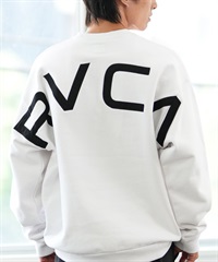 RVCA ルーカ トレーナー クルーネック メンズ スウェット ビッグロゴ バックプリント ルーズシルエット 裏起毛 BE042-032(WHT-S)