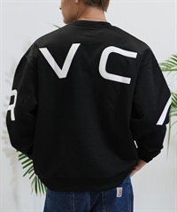 RVCA ルーカ トレーナー クルーネック メンズ スウェット ビッグロゴ バックプリント ルーズシルエット 裏起毛 BE042-032(BLK-S)