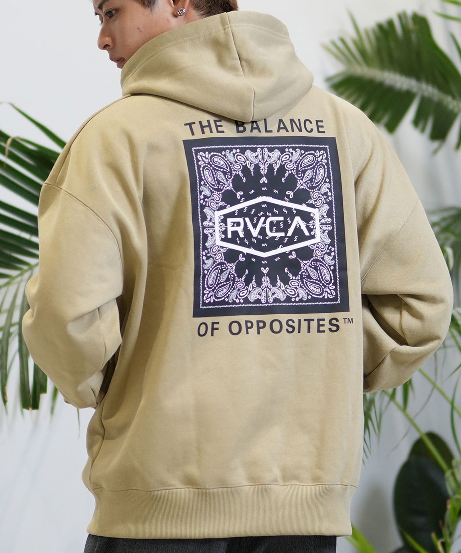 RVCA ルーカ パーカー プルオーバー メンズ バックプリント ペイズリー柄 裏起毛 BE042-P06 ムラサキスポーツ限定(KHA-S)