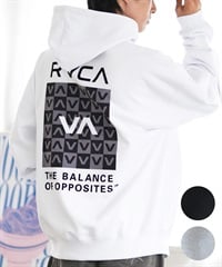 RVCA ルーカ パーカー プルオーバー メンズ スウェット フーディー チェッカー柄 バックプリント ルーズシルエット 裏起毛 BE042-040(BLK-S)