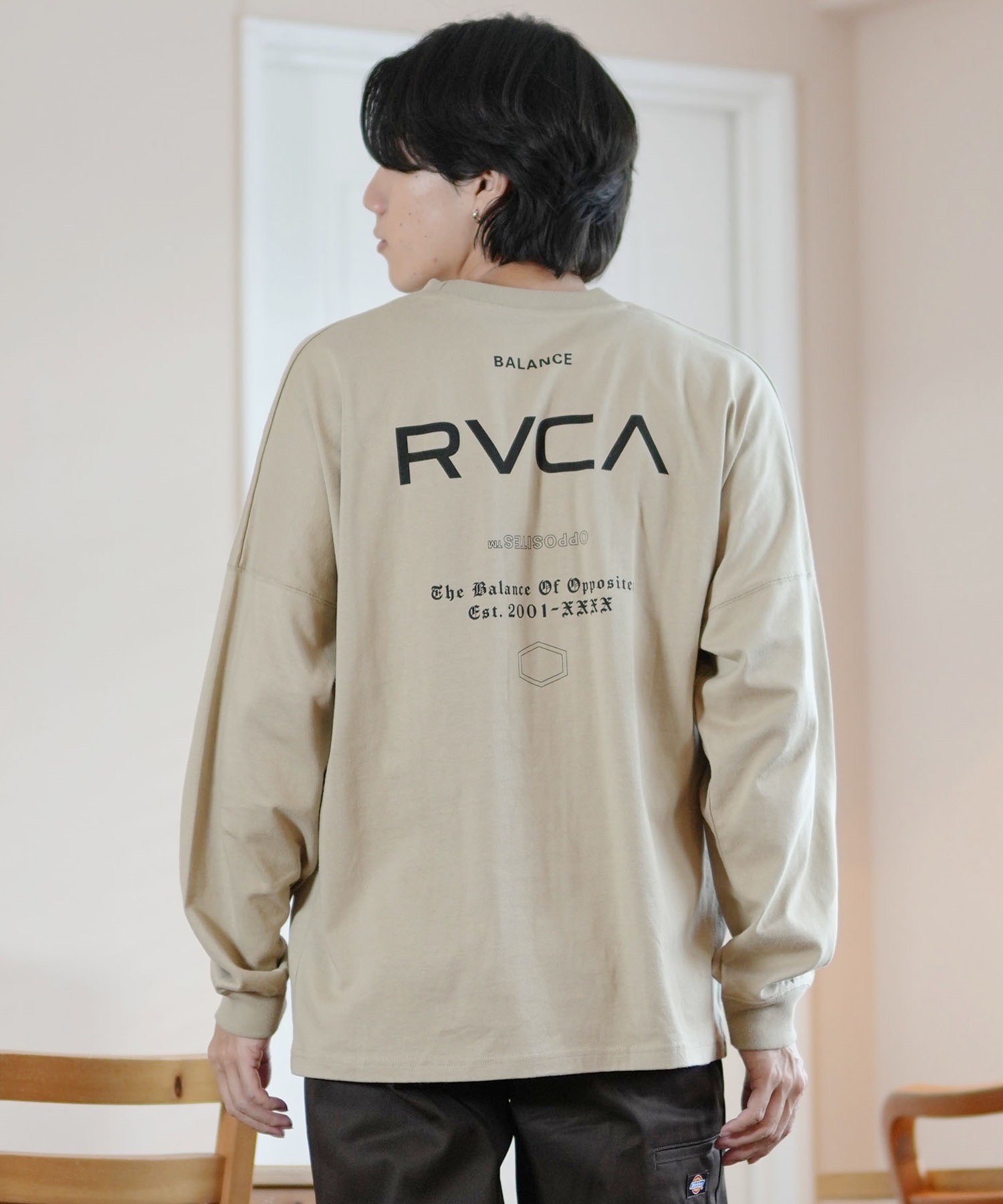 RVCA ルーカ 長袖 Tシャツ メンズ XXX LT バックプリント ルーズシルエット ムラサキスポーツ限定 BE042-P08(KHA-S)