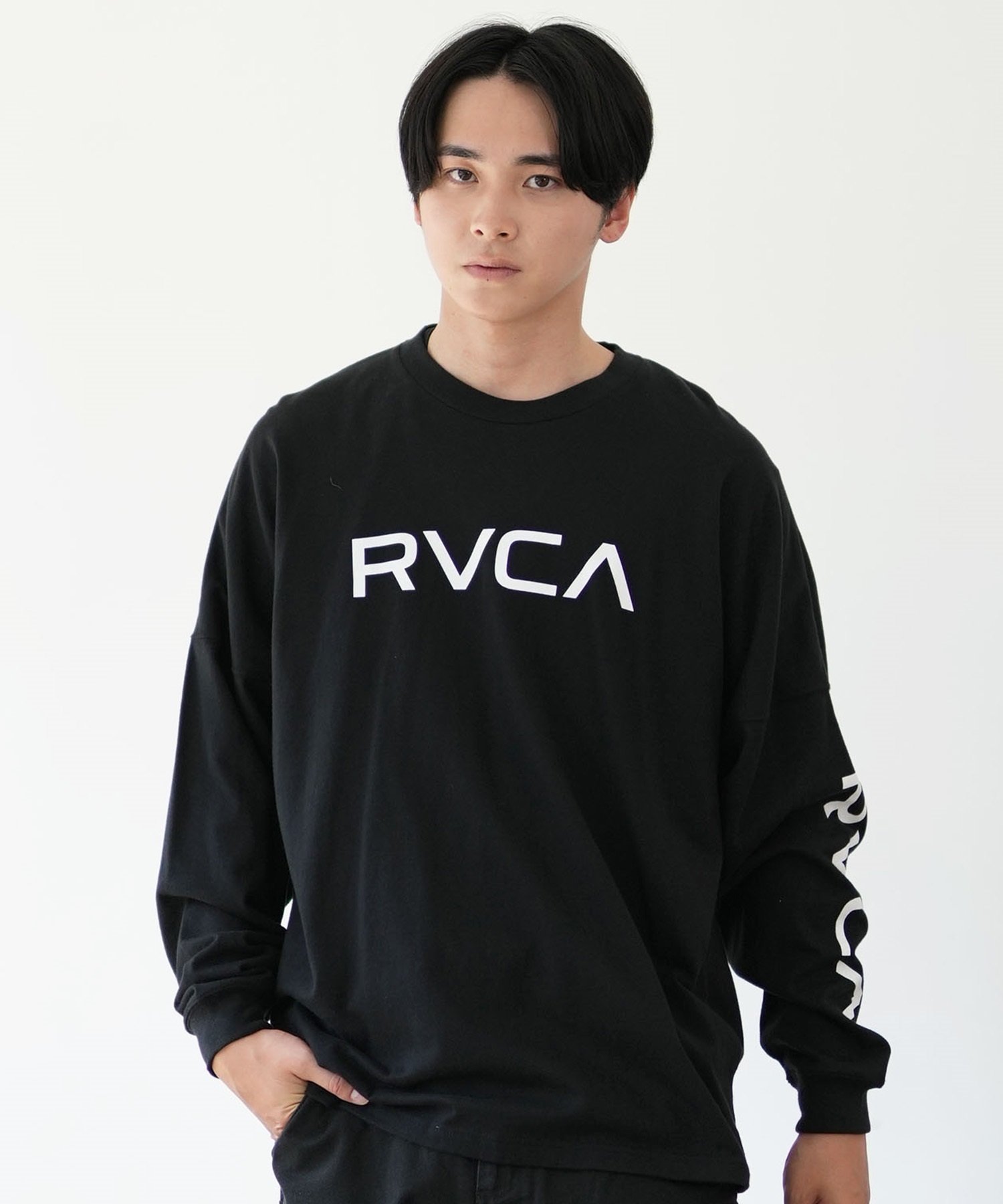 RVCA ルーカ 長袖 Tシャツ メンズ ロンT オーバーサイズ ロゴ ユニセックス BE042-059(BLK-S)