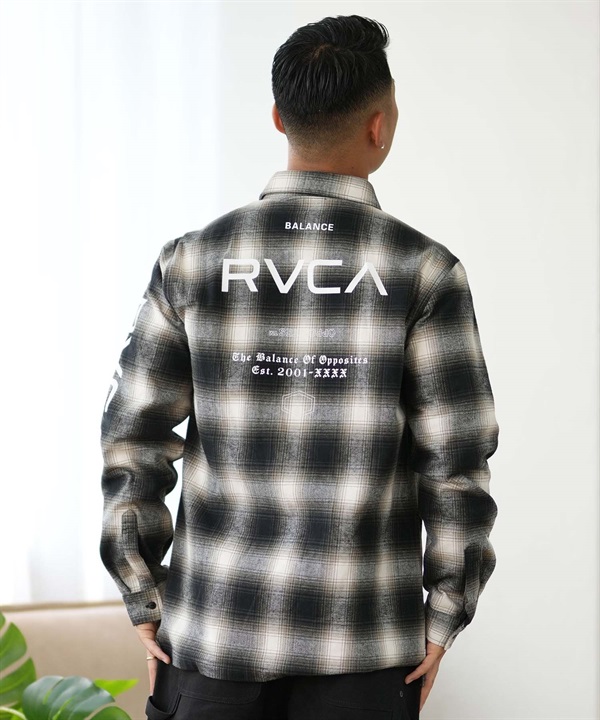 RVCA ルーカ 長袖 シャツ メンズ チェック ルーズシルエット XXXX SHIRTS ムラサキスポーツ限定 BE042-P12