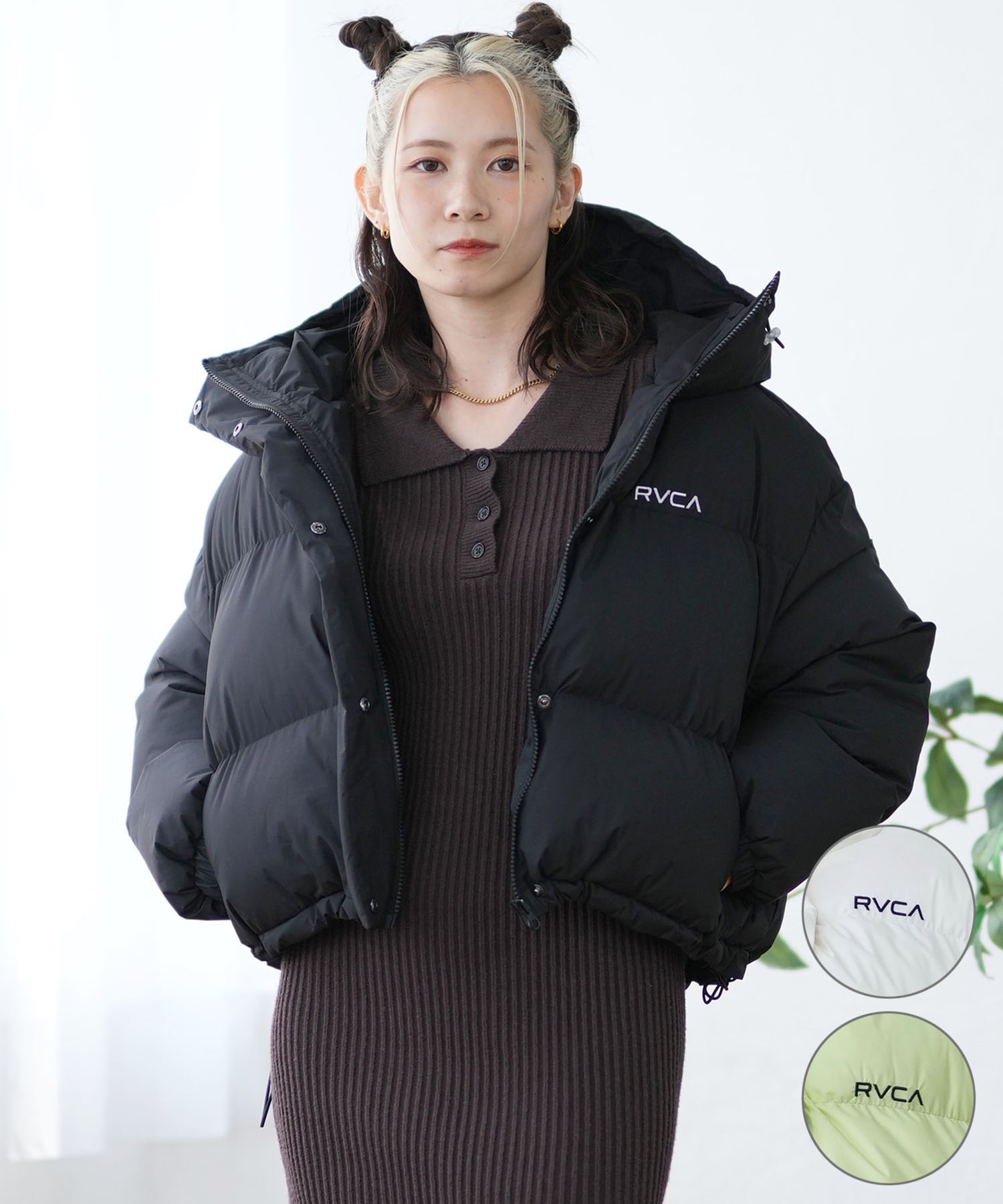 RVCA ルーカ 中綿 ジャケット レディース ショート丈 MINI RVCA SHORT PUFFER HD JKT BE044-761(CLO-M)