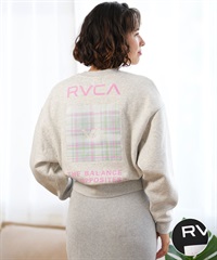 RVCA ルーカ トレーナー レディース クロップド丈 バックプリント スウェット チェック柄 ムラサキスポーツ限定 BE044-P02(GRY-S)