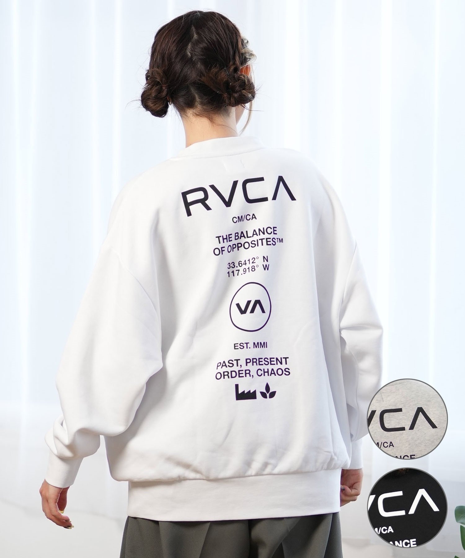 RVCA ルーカ トレーナー レディース バックプリント スウェット ムラサキスポーツ限定 BE044-P01(GRY-S)