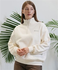 RVCA ルーカ トレーナー ハーフジップ レディース スウェット バックプリント 裏起毛 BE044-010